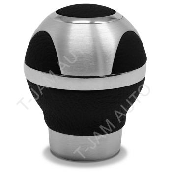 SAAS Leather Ball Gear Knob Alloy Insert  Universal Fit 20424B Black
