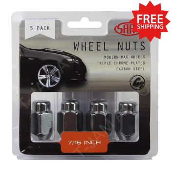 SAAS Wheel Nuts Acorn Taper 7/16 inch Chrome 35mm 1 x 5Pk (5 Nuts)