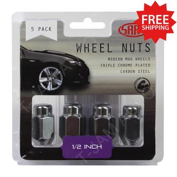 SAAS Wheel Nuts Acorn Taper 1/2 inch Chrome 35mm 1 x 5Pk (5 Nuts)