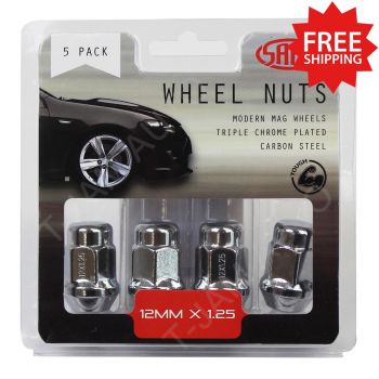SAAS Wheel Nuts Acorn Bulge 12 x 1.25mm Chrome 35mm 1 x 5Pk (5 Nuts)