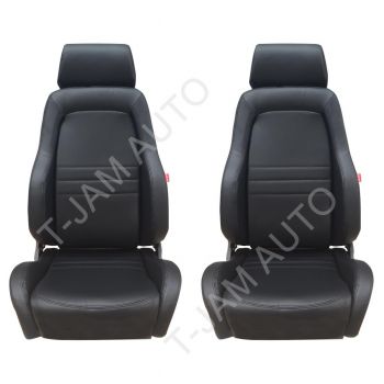 Adventurer 4x4 4WD Bucket Seat Pair 2 x Black Leather ADR Approved