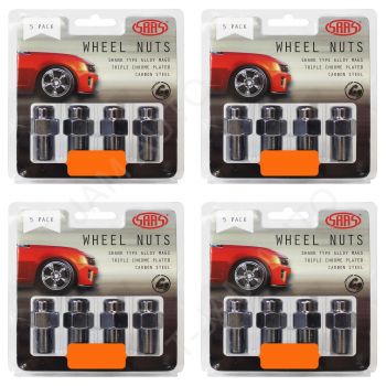 SAAS Wheel Nuts Mag 1/2 inch Chrome 43mm 4 x 5Pk (20 Nuts)