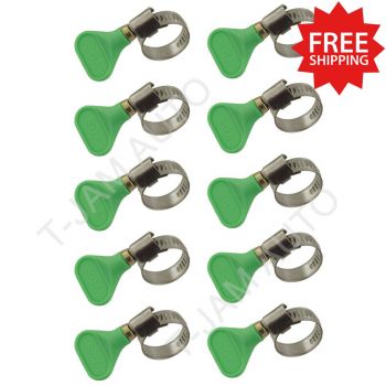 Butterfly Hose Clamp  Zinc Coated Steel Plastic Handle 10pcs 12-20mm (3/4 in)