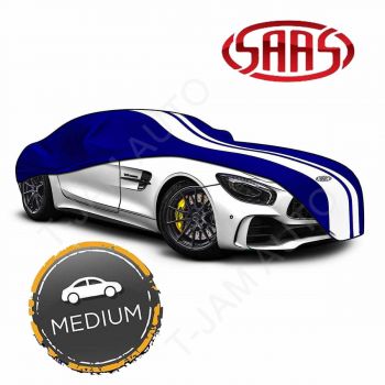 SAAS Show Car Cover Indoor Classic Medium 4.5m Blue With White Stripes