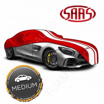 SAAS Show Car Cover Indoor Classic Medium 4.5m Red With White Stripes