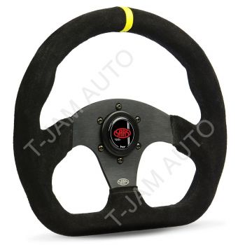 SAAS Steering Wheel Suede 13 (330mm) ADR Aprroved Black Flat Bottom + Indicator