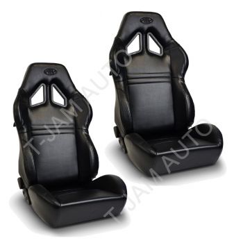 SAAS Kombat Black PU Leather Dual Recline X2 (Pair) Sports Race Seat
