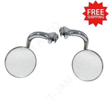 4 Inch Classic Round Side Peep Mirrors Chrome Set Of 2 Hot Rod Old School