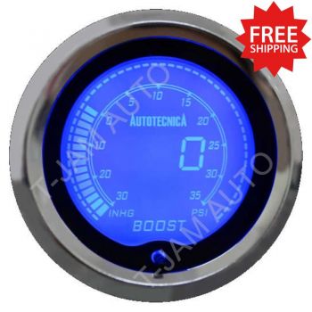 Boost Gauge 52mm Autotecnica Electronic Digital LCD 7 Colour Display