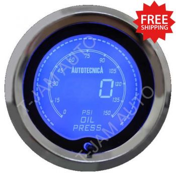 Oil Press Gauge 52mm Autotecnica Electronic Digital LCD 7 Colour Display