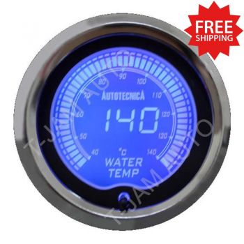 Water Temp Gauge 52mm Autotecnica Electronic Digital LCD 7 Colour Display