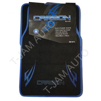 Carbon Blade Blue/Black Carpet Car Floor Mats
