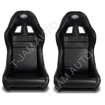 SAAS Mach II Black PU Leather Fixed Back x2 (Pair) Sports Race Seat