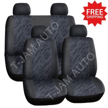 Car Seat Covers Set Universal Grey Regal Front Bucket Rear Bench Washable