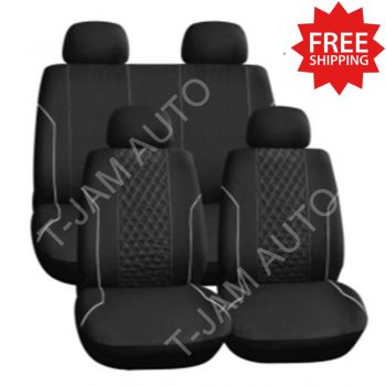 Car Seat Covers Set Universal Grey Havana Front Bucket Rear Bench Washable