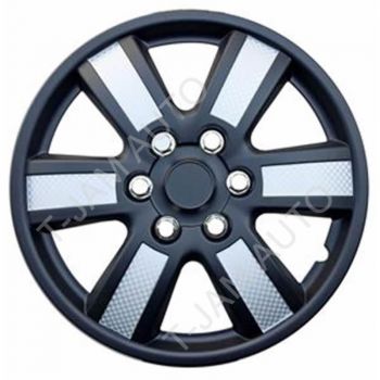 Wheel Covers 14 inch Black & Silver Matt Set of 4 Universal