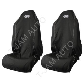 SAAS 2 x Seat Cover Throw Over Black with White Logo - Large