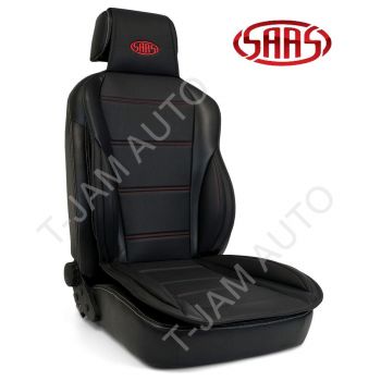 SAAS Universal Seat Sports Cushion PU Leather Black with Logo