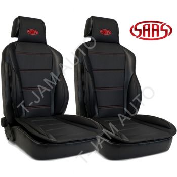 SAAS 2 x Universal Seat Sports Cushion PU Leather Black with Logo