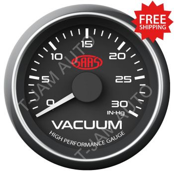 SAAS Vacuum Gauge 0-30 inHg Black Face 52mm