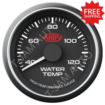 SAAS Water Temperature Gauge 40-120 deg Black Face 52mm Muscle Series