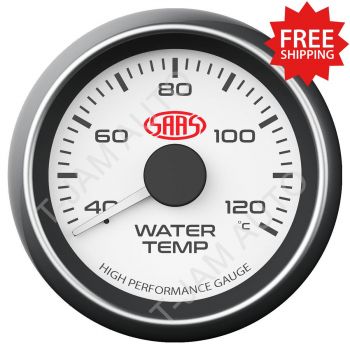 SAAS Water Temperature Gauge 40-120 deg White Face 52mm Muscle Series
