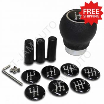 SAAS Leather Gear Knob Black Ball with 8 Shift Patterns