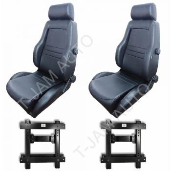 Electric 4x4 4WD Comfort Sports Seat x 2 Black Leather  slide/tilt