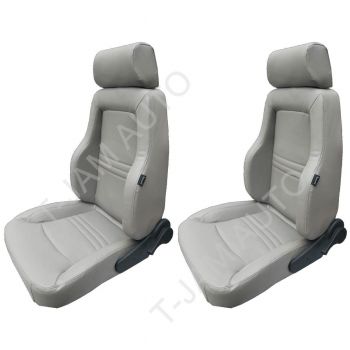 Outback 4x4 Heated Bucket Seat Pair 2 x Grey Leather ADR Approved