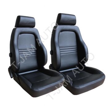 Outback 4x4 4WD Bucket Seat Pair 2 x Black Leather ADR Approved