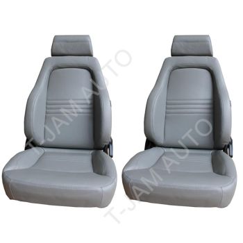 Outback 4x4 4WD Bucket Seat Pair 2 x Grey Leather ADR Approved