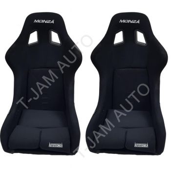 Autotecnica Fixed Back Sports Seat Black Fibreglass Pair 2 x Black