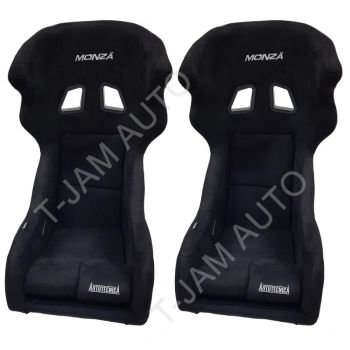 Autotecnica Fixed Back Sport Seat with Twin Wing Fibreglass - Pair 2 x Black