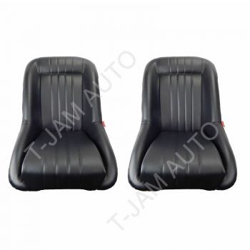 Autotecnica Classic Low Back Pair 2 x Black Leather Car Bucket Seats