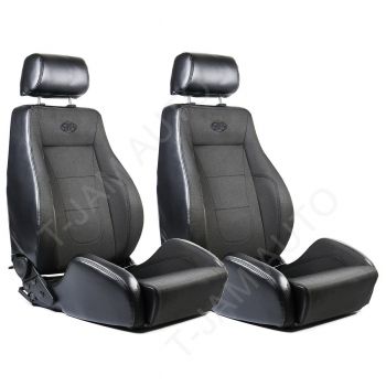 SAAS 2 (Pair) x Seats Sports 4x4 Black PU / Black Cloth  ADR Compliant