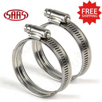 SAAS Stainless Steel Hose Clamp Dual Bead 64mm x 2 Polished