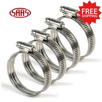 SAAS Stainless Steel Hose Clamp Dual Bead 64mm x 4 Polished