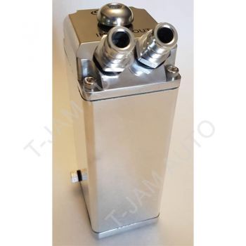 SAAS Oil Catch Can Tank Polished 600cc Rectangle With Fittings & Mounting Kit