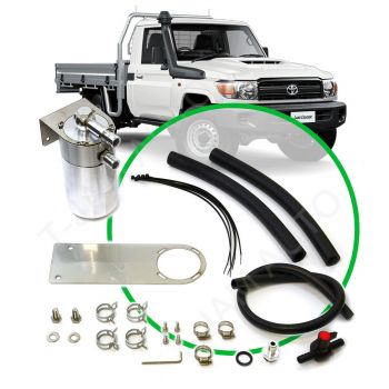 SAAS Oil Catch Tank 500ml Polished Full Kit suits Landcruiser 79 Series 2009-on