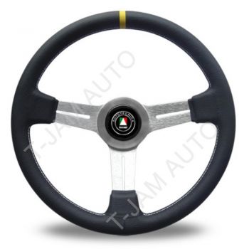Autotecnica Monza Classic Black Leather Steering Wheel Alloy Spokes