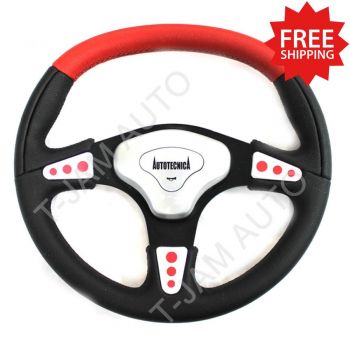 Autotecnica Missile Sports Black and Red Leather Steering Wheel 350mm