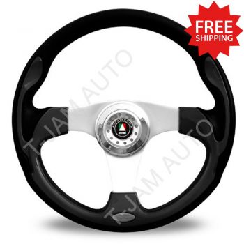 Monza Silver Polyurethane with Colored Inserts Steering Wheel 350mm wide