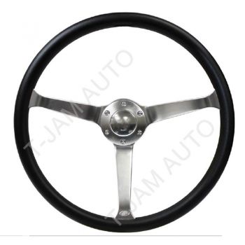 SAAS Classic Black Poly Steering Wheel Deep Dish 38mm Satin Finish Solid Spoke