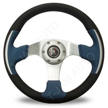 Autotecnica Racer III Leather Blue and Black Steering Wheel Alloy Spokes