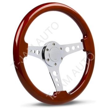 SAAS Steering Wheel Wood 14 (350mm) ADR Logano Chrome Spoke & Button
