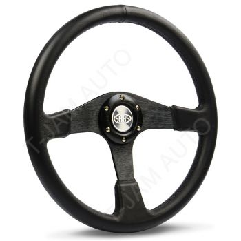 SAAS Octane Sports Steering Wheel 380mm Black Leather Black Spoke