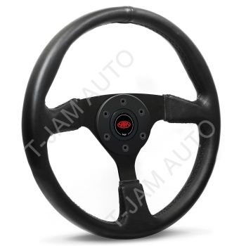 SAAS Steering Wheel Leather 350mm Director HDT/HSV Style Black Spoke