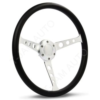 SAAS Polyurethane Classic Sports Steering Wheel Brushed Holes 15 380mm