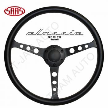 SAAS Polyurethane Classic Steering Wheel Black anodized Holes 380mm