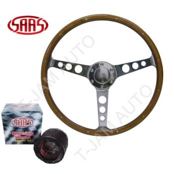 SAAS Classic Steering Wheel 375mm suits Falcon XY Wood Grain & Boss Kit